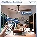 Imagen de Depuley Ventilador de Techo con Luz Moderno 132 cm Exterior con Control Remoto APP para Patio Porche Ventilador Negro Interior 3 Aspas Reversible Temporizador Silencioso