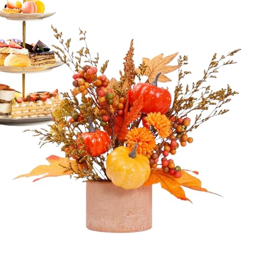 Genérico Centros de Mesa de Otoño,Calabazas Artificiales Decoración Mesa Acción De Gracias - Plantas Artificiales Decorativas para Hogar Cocina Chimenea Escritorio Estante Salón Dormitorio Y Oficina