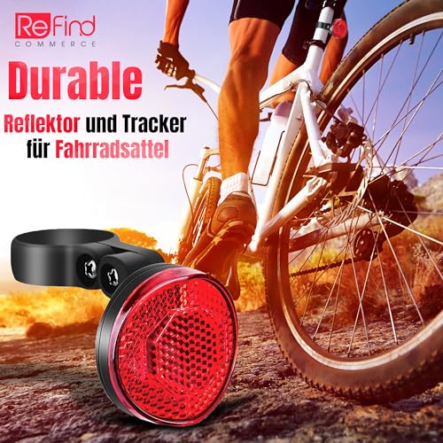 ReFind Fahrrad Reflektor Versteckte Halterung für Apple, Anti-Diebstahl Fahrrad Reflektor, GPS Tracker und Fahrradschloss für, Ebike, Scooter (Mit Tracker)