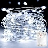 Peasur Lichterkette Batterie 2 Programm mit Timer, 3M 30 LED Lichterkettenbatterie Kaltweiß, Klein Draht Lichterketten Batterien Innen für Weihnachten Party Hochzeit Geschenke Deko