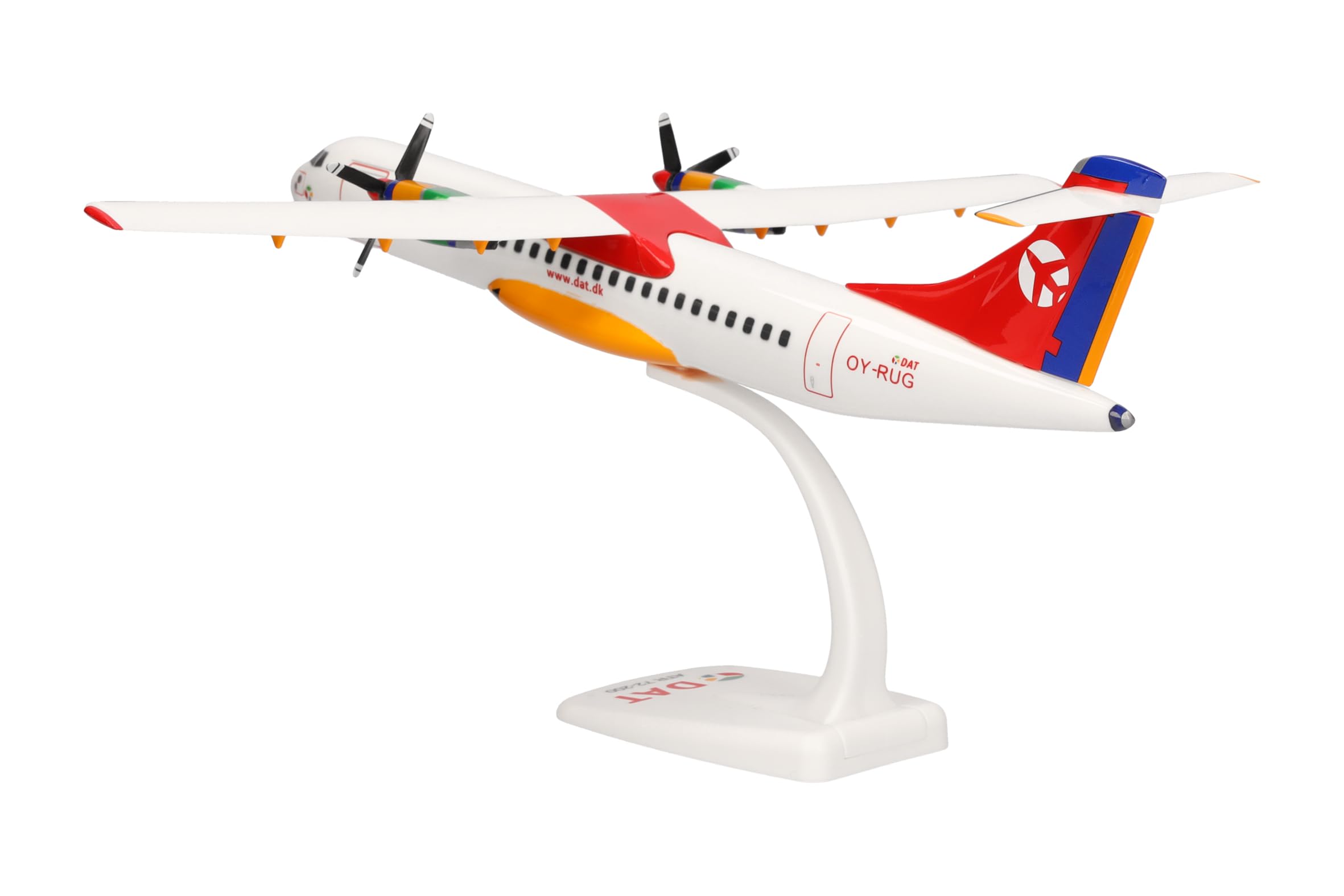 Herpa Snap-Fit modèle Avion DAT ATR-72-200, Miniature à l’échelle 1:100, pièce de Collection, modèle avec Socle, Plastique