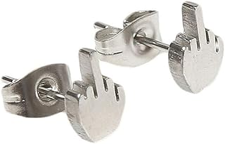 PULABO Useful and practical1 Pairs Stainless Steel Middle Finger Stud Earrings Pierced Earrings for Men Women Superiorâ€‚Quality and Creative