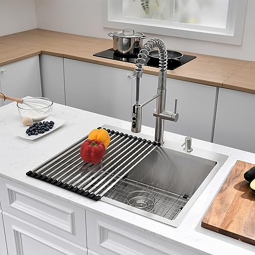 Aschael Kitchen Sink Drop In, 25X22X10 Inch Top Mount Kitchen Sink 16 Gauge Stainless Steel Sink Single Bowl Kitchen Sinks,Deep Kitchen Sink #TOP2