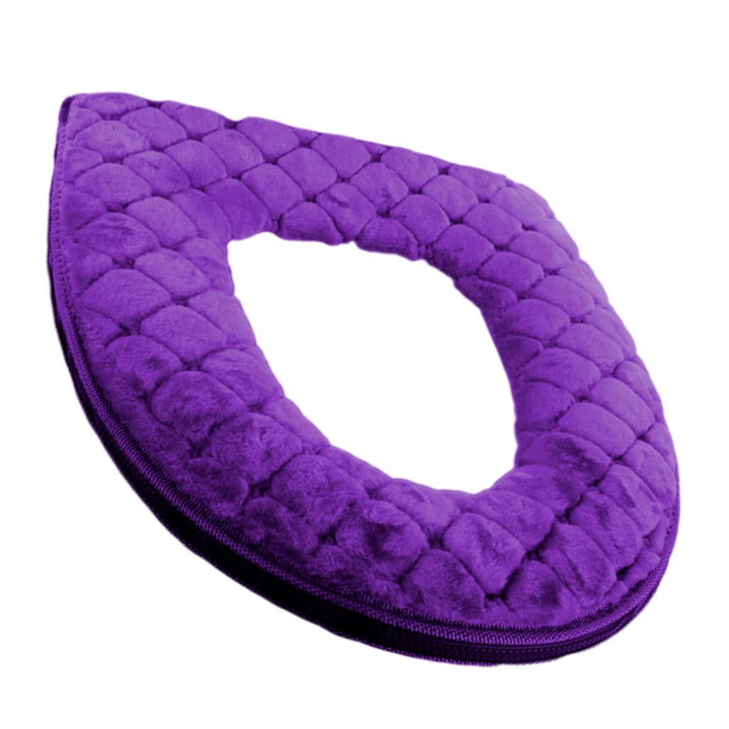 Siège De Toilette En Peluche Bleu Mouton + 2 Lève-couvercles Silicone - Lavable, Doux, Confortable Pour L'hiver - 7