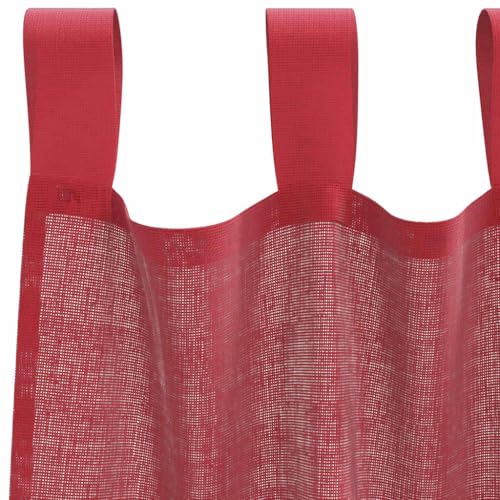 Voile avec passants bordeaux polyester transparent lot de 2