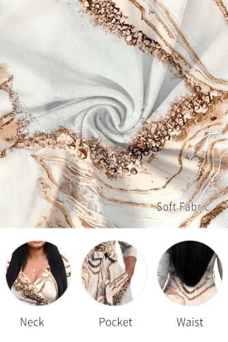 Image of FANDEE Plus Size Maxi Dress for Women Casual Summer Sundress V-Neck 3 /4 Sleeve