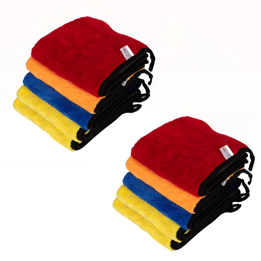 Juego de paños de microfibra, multicolor, alta absorción, ultra suaves y sin arañazos, reutilizables y absorbentes, aptos para coche y hogar, 40 x 40, 800 g/m² (10)