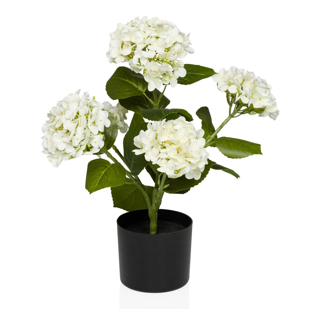 hjh OFFICE Sztuczny kwiat w doniczce 52 cm hortensja dekoracyjna roślina hortensja krzew, sztuczna hortensja dekoracyjny kwiat