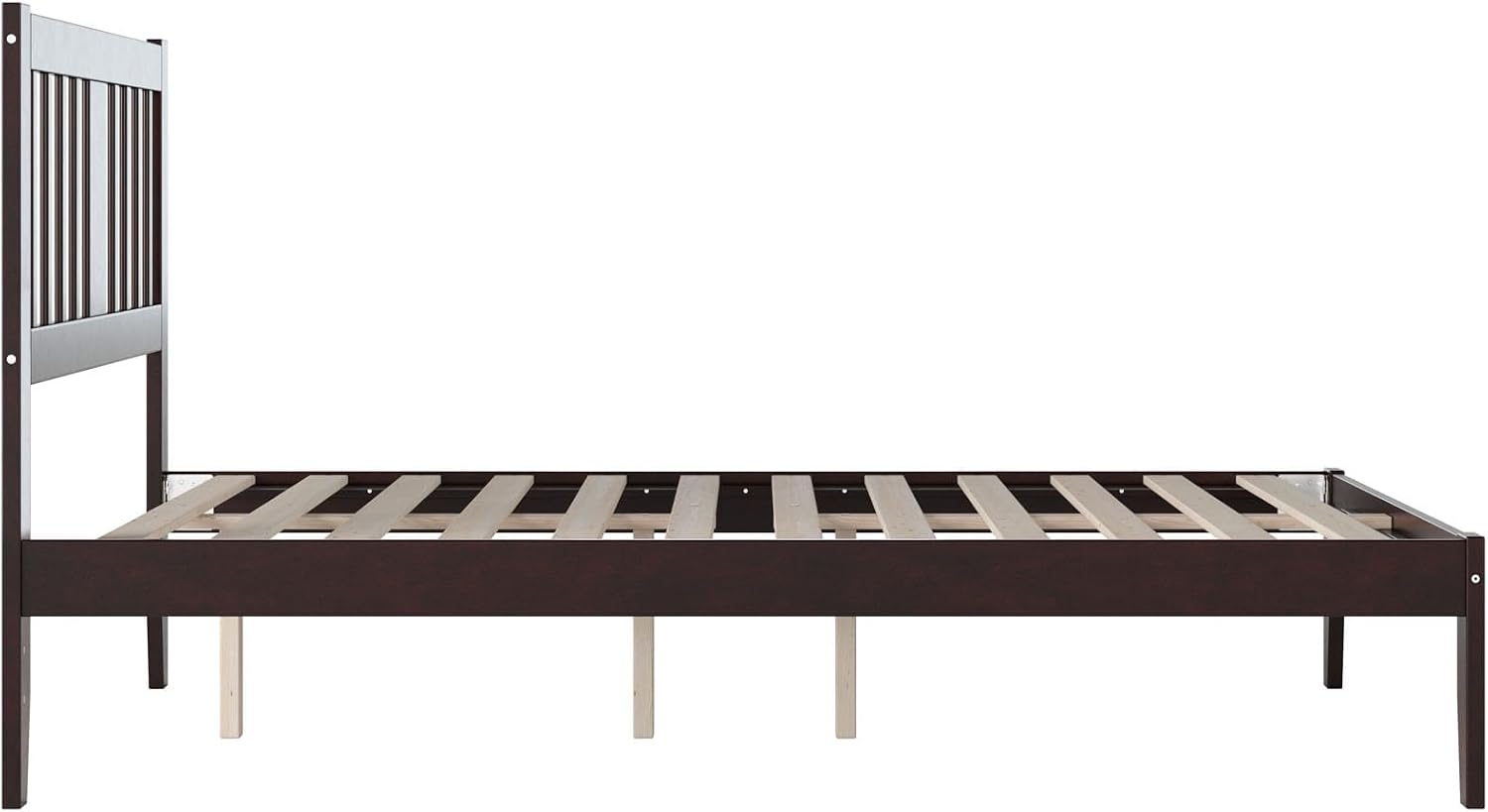 BOWERY HILL Twin Spindle Bed, Solid Wood, 76 x 40.25 x 41.38 in, White Finish, USB Turbo Charger, No Box Spring Needed, Farmhouse Design Bedroom Furniture, 600 lb Weight Capacity
