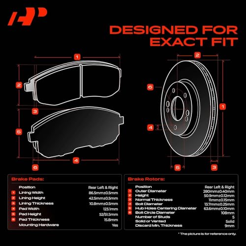 A-Premium 11.02 inch (280mm) Rear Solid Brake Rotors and Ceramic Pads Kit by A-Premium - Used condition - Image 3