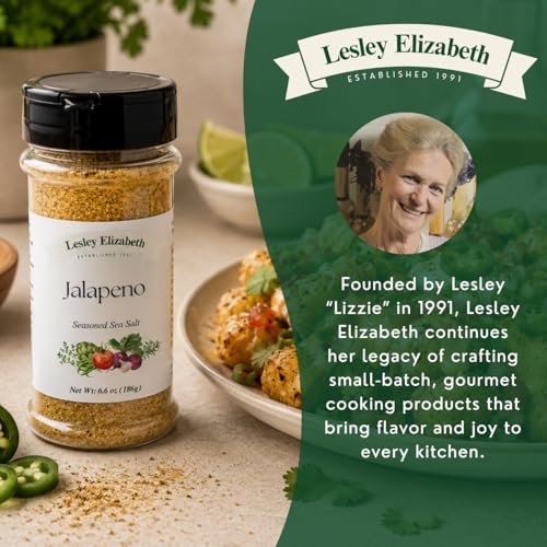 Image of Jalapeno Sea Salt by Lesley Elizabeth | Spicy Jalapeno Seasoned Sea Salt for Chicken, Beef, Pork, Seafood & Vegetables | All-Purpose Gourmet Cooking & Grill Spice