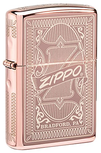 Encendedor de bolsillo Zippo diseño rosa dorado miniatura 1