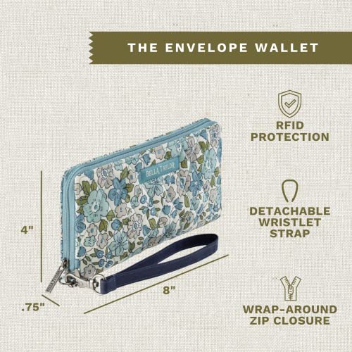 Bella Taylor Cash Envelope Wallet for Budgeting - RFID Protected - Cash Stuffing Wallet with Detachable Wristlet - Delicate Floral Blue3