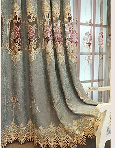 Pureaqu Romantic Room Darkening Curtains For Bedroom Floral Hollowed Embroidered Chenille Semi Blackout Curtains And Draperies For Living Room Luxury Grommet Window Drapes 1 Panel 52Wx84L Inch #TOP10