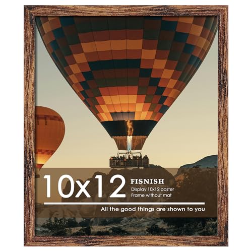 Fisnish 10x12 Picture Frame Brown Classic Poster Frame for Horizontal or Vertical Wall Mounting 1 Pack
