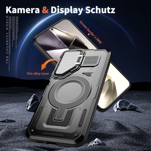 Image of YUWOO Back Cover for Samsung Galaxy S24 FE 5G|Compatible with MagSafe|Camera Cover Stand|Military Grade Protection|Rugged Magnetic Phone Case Back Cover for Samsung Galaxy S24 FE 5G