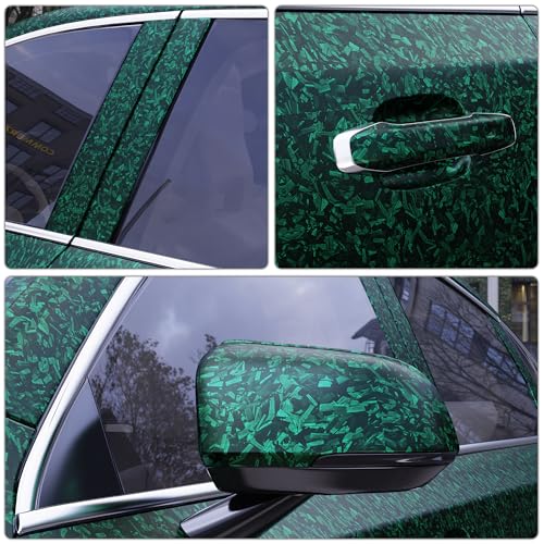 Image of Lypumso Forged Carbon Fiber Vinyl Wrap, Matte Green Vinyl Film Roll with Bubble Free Air Release Technology, Premium Self Adhesive Automotive DIY Sticker for Car Interior Exterior (1ft x 5ft)