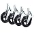 Set of 4 RK Scaffold 8"x2" Black Rubber Mold-on Steel Caster Wheel with Brake