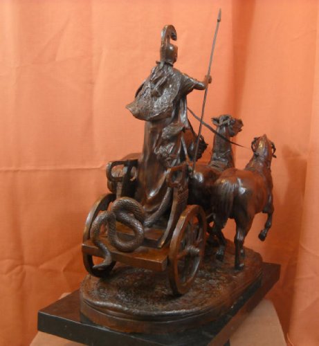 Roman Minerva Athena Bronze Statue Chariot Of War Horses E. Fremiet Sculpture #TOP4