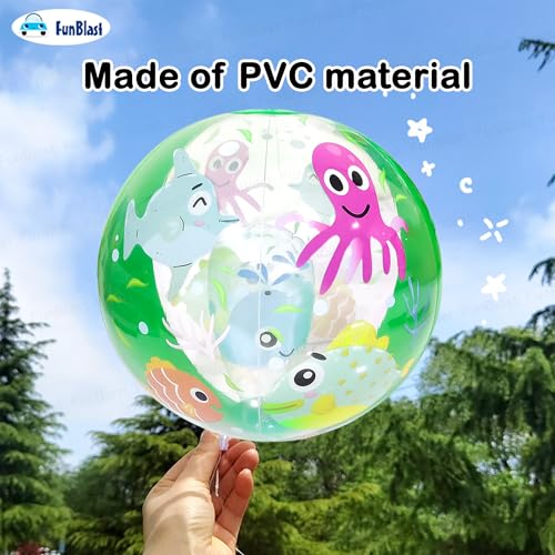 Image of FunBlast Inflatable Balls for Kids - Colorful Beach Balls for Pool, Summer Water Play Toys for Kids, Lightweight Inflatable Pool Balls for Outdoor & Indoor Fun, Swimming Pool Toys (Fish)