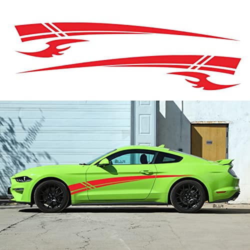 Image of Racing Stripes Car Sticker DIY Styling Decorative Stripes Door Sides Hood Vinyl Decal for Car SUV Truck Waterproof Accessories 106 inchx9.2 (4PCS) (red)