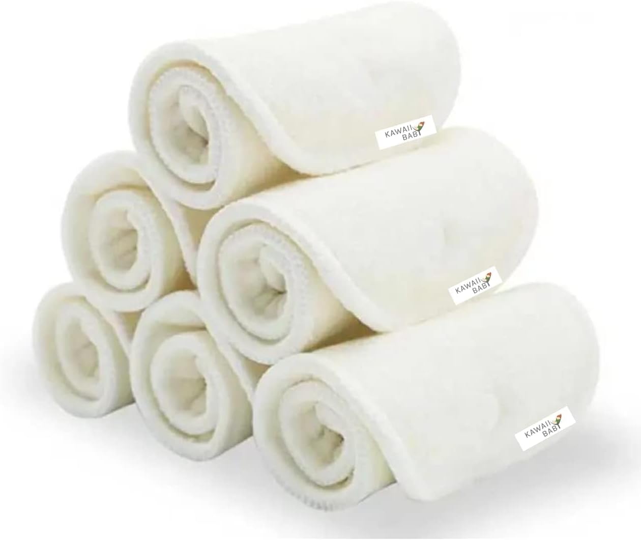 KaWaii Baby Premium Label Cloth Diaper Insert, 5-Layer, Washable, Reusable Booster, use with One Size Cloth Diaper - Pack of 10 Inserts