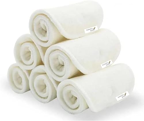 Miniatura 4 de Kawaii Baby Inserto de pañales de tela de etiqueta premium, 5 capas, lavable, reutilizable, uso con pañal de tela de tamaño único, paquete de 10