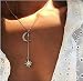 Produktbild Anglacesmade Bohemia Y Choker Halskette Stern und Mond Halskette Sonne Lange Anhänger Halskette für Damen und Mädchen