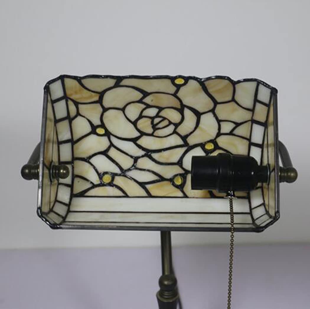 Tiffany-Art-Banker Lampe Tischlampe mit Vintage Rose Buntglas Will hinzufügen Sicherlich Elegancy und Kreativität zu Hause Es ist EIN großes Geschenk für Liebhaber Freundinnen und Damen