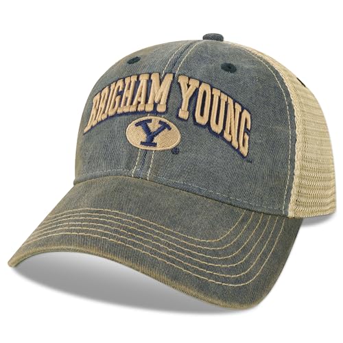 Legacy NCAA Officially Licensed Baseball Hat, BYU Cougars, Lightweight Cap for Men & Women, Old Favorite Trucker Adjustable (OFA), Navy Trucker, One Size Fits Most, Snapback Closure