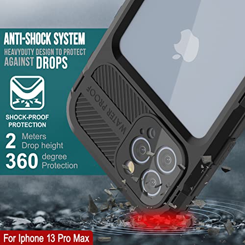 Punkcase For Iphone 13 Pro Max Waterproof Aluminum Case [Metal Extreme 2.0 Series] Ip68 Rugged Bumper Cover W/Buillt In Screen Protector | Ultimate Protection For Iphone 13 Pro Max (6.7") [Black] #TOP5