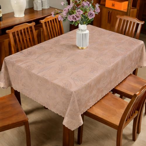 Image of Dakshya Industries PVC Waterproof Dining Table Cover 54x78 Inch for 6 Seater | Floral Printed Washable Oilproof Dustproof Table Cloth for Home Kitchen Dining Table (Imperial Bloom)