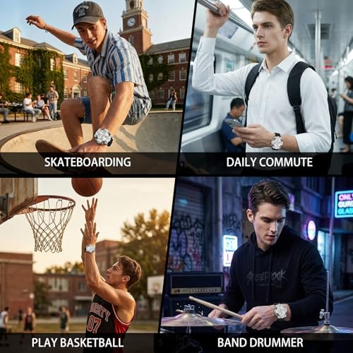 Image of OLEVS Men's Watches Sport Chronograph Analog Quartz Watch for Men with Date Waterproof Dress Casual Fashion Watch Soft Silicone Rubber Strap Band, Unidirectional Bezel & 42mm Big Face