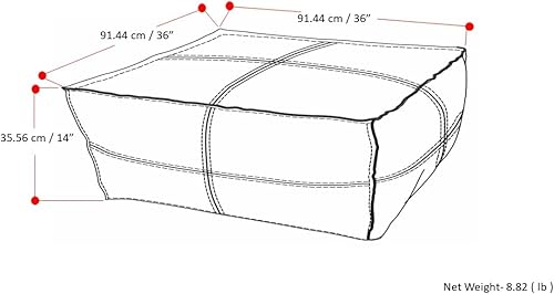 Miniatura 9 de SIMPLIHOME Brody - Puf cuadrado bohemio de piel sintética marrón envejecido, para sala de estar, habitación familiar, dormitorio y habitación de los