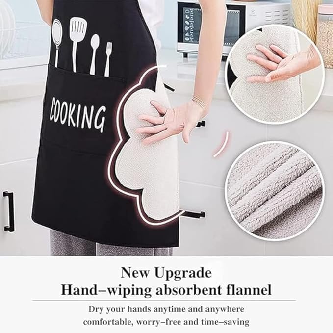 Image of Kitchen Apron for Women with Big Front Pocket Hand-Wiping Waterproof Apron for Kitchen Unique Design Kitchen Accessories items for Home Cooking