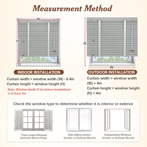 2" Slats Wood Blinds for Indoor Windows, Custom Wood Window Blinds, Wooden Venetian Horizontal Blinds & Shades for Indoor Windows, Office, Living Room, Bedroom
