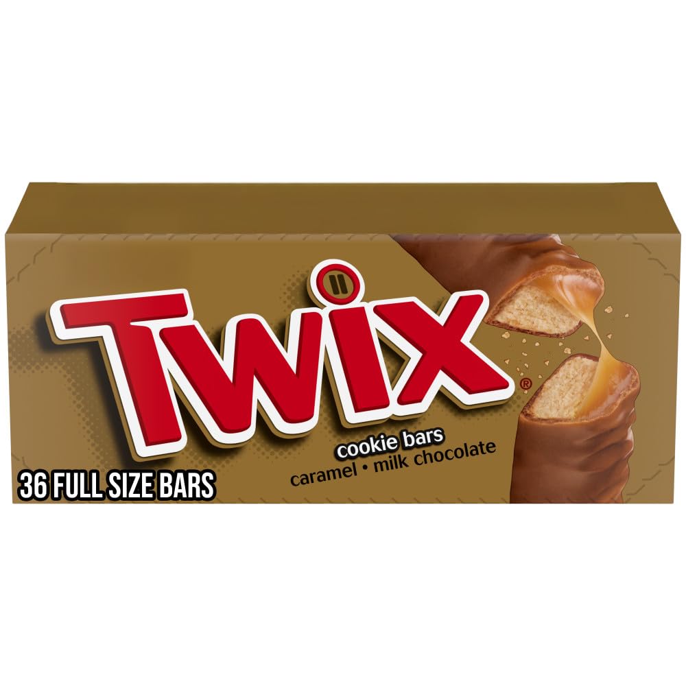 TWIX Caramel Single Size Chocolate Cookie Stick Candy 1.79 oz Bar 36 Count Box TWIX Caramel Singles Size Chocolate Cookie Bar Candy 1.79-Ounce Bar 36-Count Box