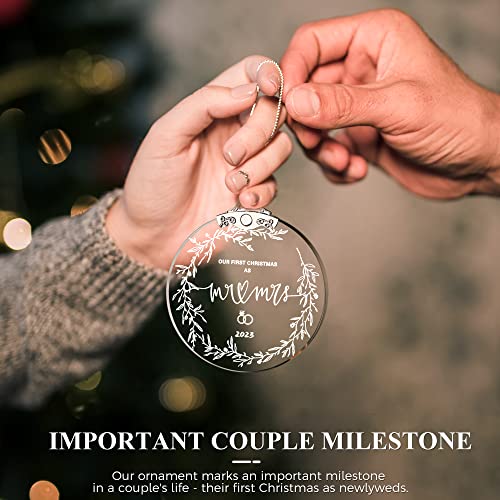 Wedding Bridal Shower Gift, 2023 Our First Christmas Married Ornament, 1St Year Wedding Gifts For Couple, Glass First Christmas As Mr Mrs Ornaments, Christmas Tree Ornaments, Newlywed Keepsake #TOP1
