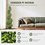 VEVOR Artificial Boxwood Spiral Topiary Trees, 4ft Tall (2 Pieces) Faux Plant Outdoor, All-Year Green Fake Plant with Replaceable Leaves for Decorative/Indoor/Porch/Garden - Image 3