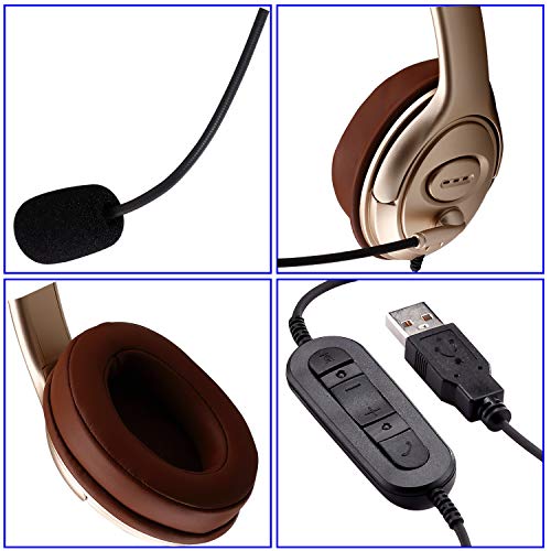 Usb Headset With Microphone Noise Cancelling And Volume Controls, Computer Pc Headset With Voice Recognition Mic For Dragon Skype Teams Zoom Softphones Conference Calls Online Education Gaming Etc #TOP6