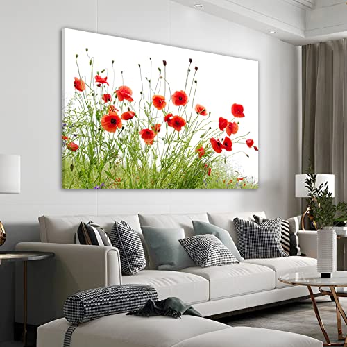Canvas Wall Art Red Poppies Field Wall Decoration Prints Painting Red Flowers Pictures For Living Room Bedroom Home Office Kitchen Wall Decor Artwork Abstract Paintings Framed Ready To Hang For Home Modern Decoration 08X12Inch #TOP5