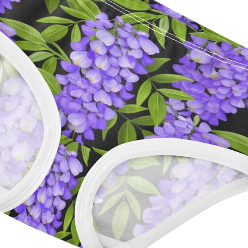 Cotton Toddler Underwear Floral Violet Wisteria Flowers Green Leaves Panties for Girl Fancy Briefs Undies Kids 2t4