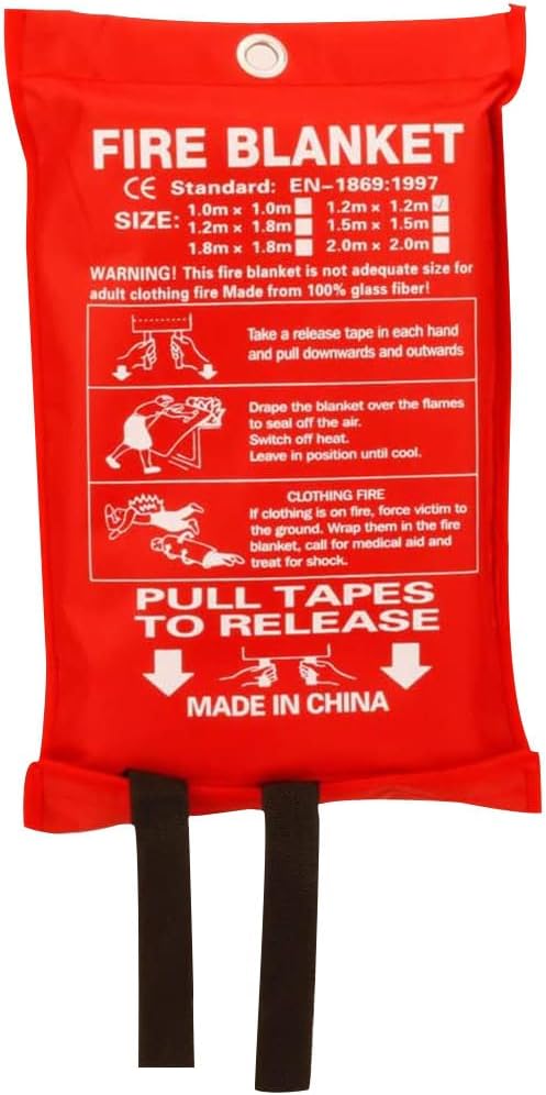 YU WELL Fire Blanket for Emergency Fire Suppression Fiberglass Layered 100% Fire-Retardant Coating for Home kitchen Office Industrial and Commercial Environments. (1, 1.8m x1.8m)