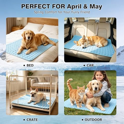 Dog Cooling Mat, Breathable Cooling Mat for Dogs(Q-Max>0.4) Washable Cold Crate Pad Cooling Dog Bed Mats, Non-Slip Dog Cooling Pad, Cats Cooling Mat for Kennels, Crates, Cars, Indoor & Outdoor by Mannice - Image 5
