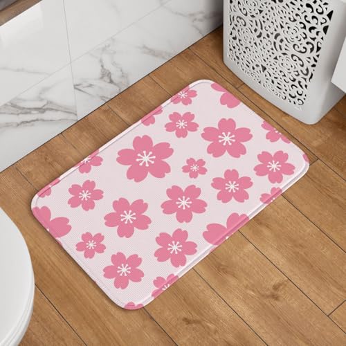 玄関マット 桜の花 花柄 ピンク 和風 ドアマット 室内 屋外 バスマット おしゃれ 泥落とし 洗える 滑り止め 足拭きマット 浴室 台所 寝室 業務用 四季通用 60cm×40cm
