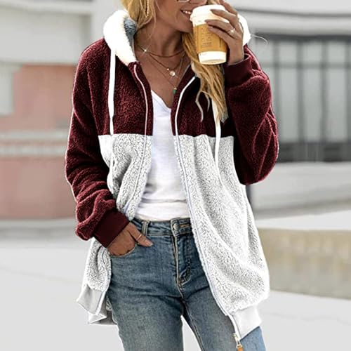 Chaqueta de forro polar con capucha para mujer abrigo de gran tamaño suave 2