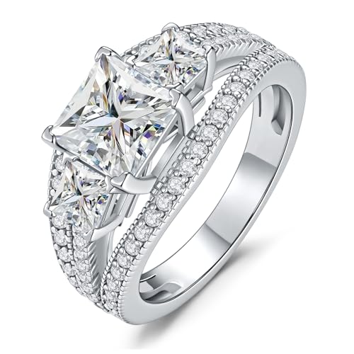 MystiqueMark Princess Cut Moissanite Three-Stone Set