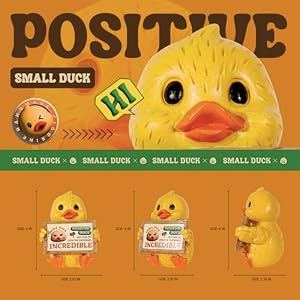 Cute Resin Duck Figurine Holding Inspirational Sign–Small Positive Animal Decoration Handmade Tabletop Decor–Perfect Funny Gift for All Age Any Occasion Duck