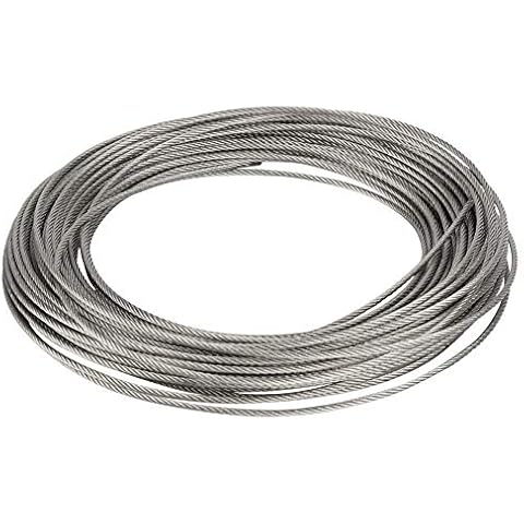 Stahldraht 304 Edelstahlkabel Draht Robustheit Angeln Drahtseil Harter Stahldraht zum Angeln und Heben Schleppdraht Durchmesser 2/2,5 / 3mm Länge 20m(2mm) Cover