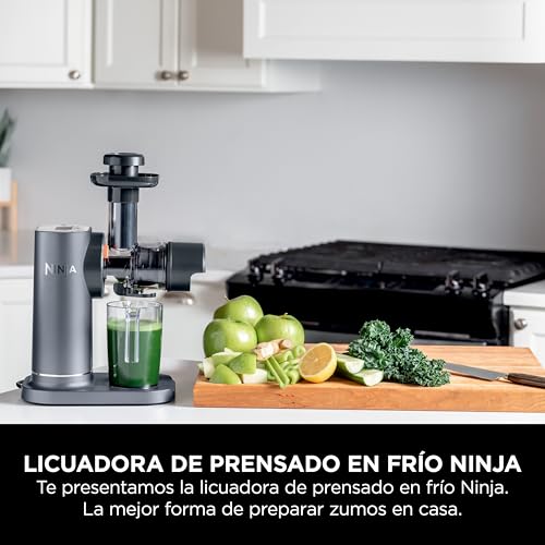 Miniatura 2 de Ninja Licuadora De Prensado En Frío Con Jarra De 700 Ml Y Recipiente Para Pulpa De 1,1 L Para Zumos Y Bebidas Saludables, Compacto, Partes Desmontables Aptas Para Lavavajillas, Gris, Jc151eu